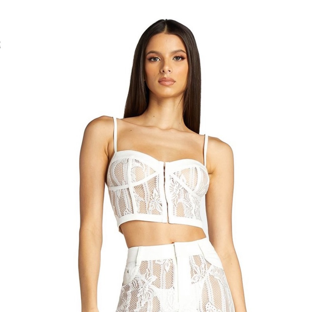 I Am Gia Yves White Butterfly Bustier Top